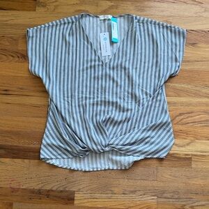 Beacon Gray and White Striped Blouse